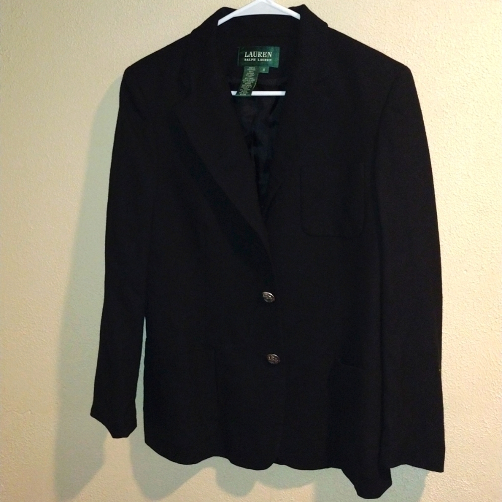 Vintage 100% Wool Shell Lauren Ralph Lauren Old Money Equestrian Blazer Jacket 8
